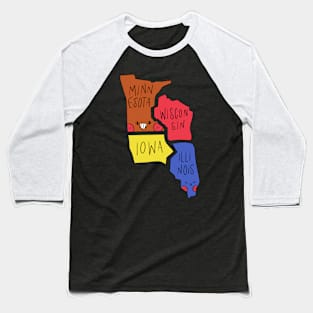 Kawaii American states, Cute American States Baseball T-Shirt